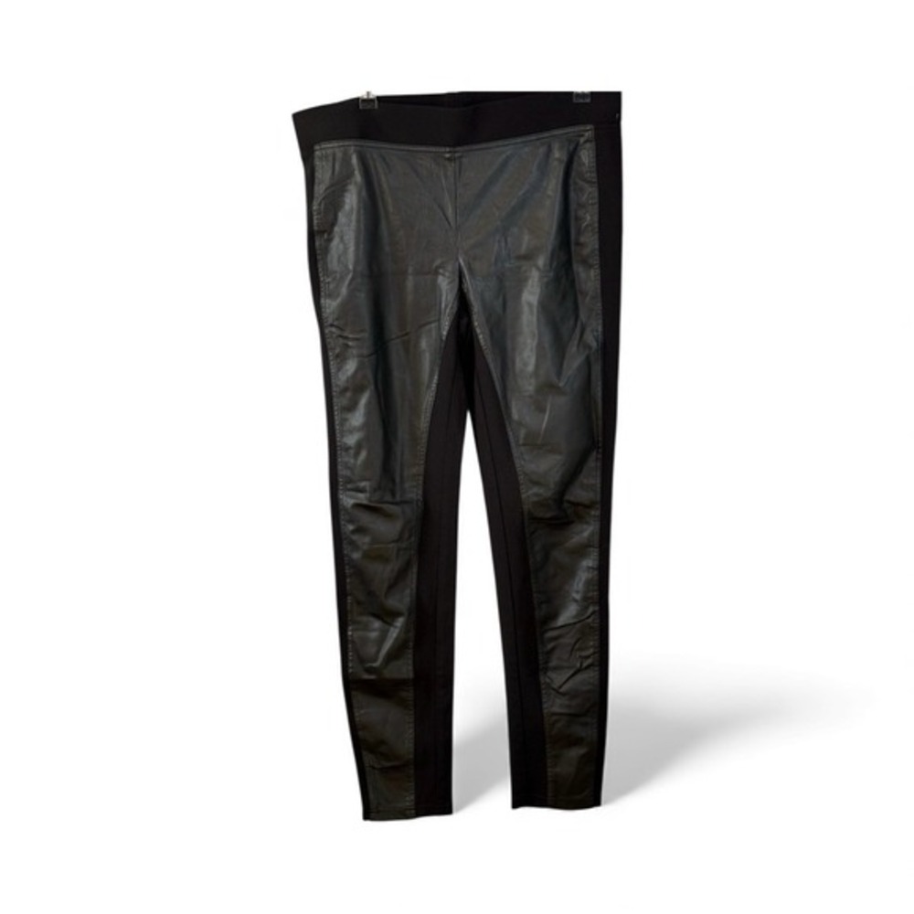 Ann Taylor Black Faux Leather Panel Leggings Pants‎ LT